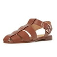 thumbnail image 4 of FSJ Women Vintage Closed Toe Flat Sandals Caged Comfort Adjustable Buckle Hollow Woven Roman Fisherman Sandals Size 5 Brown, 4 of 4