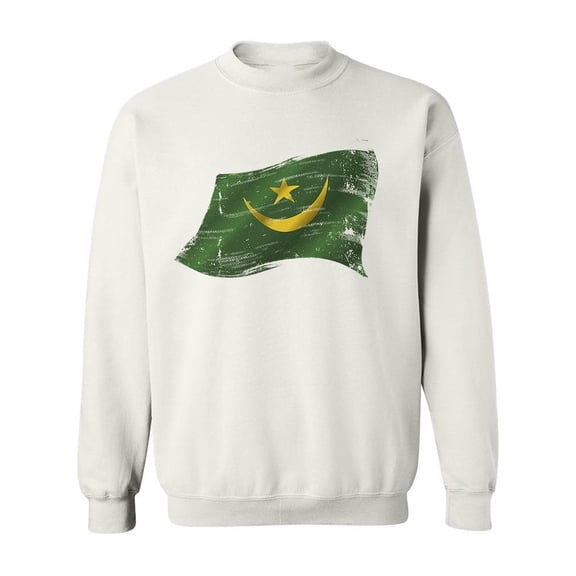 Waving Mauritania Flag Sweatshirt Men -Image by Shutterstock, Male x-Large