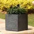 thumbnail image 5 of HomeStock Eclectic Exclusivity Square 12" H Gray Mgo Planter, Indoor And Outdoor, 5 of 7