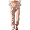 thumbnail image 3 of Edvintorg Casual High Waist Pants Women Summer Casual Loose Cotton and Linen Pocket Solid Trousers Pants Sweatpants Womens Clothing, 3 of 7