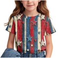 thumbnail image 2 of MKOSPLRT Girl's USA Star Stripes Fourth July Tee Shirts Short Sleeve Crew Neck Graphic Shirts Vintage Red White and Blue T Shirts for 3-14Y, 2 of 6