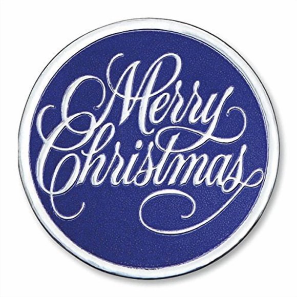 PaperDirect Merry Christmas Embossed Blue Foil Seals, 48 Count