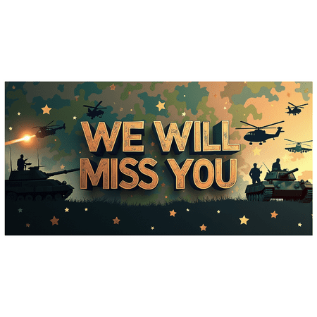 LUUFILx Military Themed We Will Miss You Banner, Army Tank Airplane Decor Background, Party Decors for Farewell Events Military Gatherings Soldier Send Offs Photography Backdrops