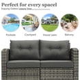 thumbnail image 7 of Cozyhom Gray Wicker Rattan Outdoor Loveseat,Patio Corner Sofa with Armrest and Dark Gray Cushion, 7 of 7