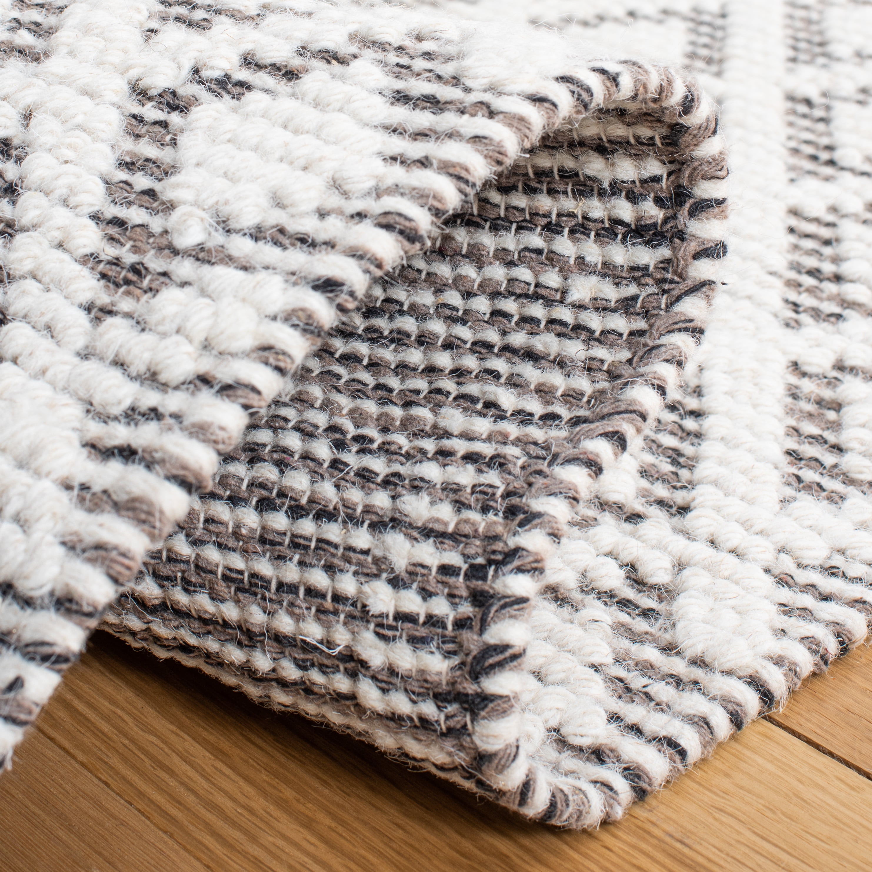 SAFAVIEH Vermont Thurstan Geometric Wool Area Rug, 5' x 8', Ivory/Brown