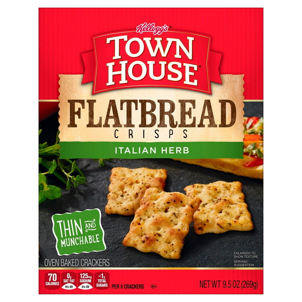 Kellogg's Town House Flatbread Crisps Italian Herb Oven Baked Crackers