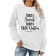 thumbnail image 1 of Sudadera holgada con cuello redondo y estampado para mujer, estilo casual, manga larga, color blanco, talla XL, 1 of 5