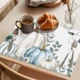 thumbnail image 3 of Thanksgiving Placemats Set of 4, Blue White Pumpkin Autumn Fall Leaf Washable Wipeable Table Mats for Dining Tables, Indoor Outdoor Kitchen Place Mats for Holiday Party Table Decor, 3 of 9