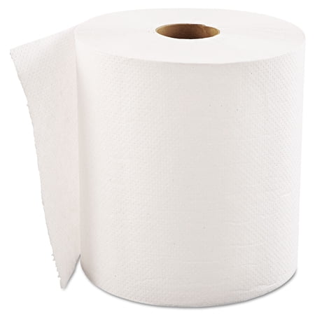 Genpak Hardwound Roll Towels 1-Ply, White, 8" x 600 ft, 12 Rolls/Carton