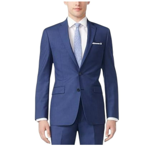 Calvin Klein Mens Slim fit Suit Jacket Blazer 38 S Navy Blue Solid Stretch Wool