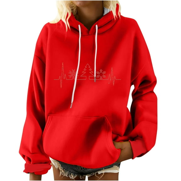BLVB Womens Christmas Oversized Hoodies Sweatshirts Printed Long Sleeve Casual Loose Fall Winter Pullover Tops