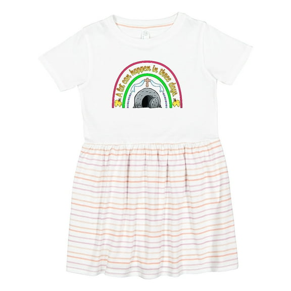 Inktastic A Lot Can Happen in Three Days Easter Rainbow Girls Toddler Dress