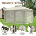 thumbnail image 6 of COOS BAY 13x11 Patio Outdoor Gazebo with Mosquito Netting, Two-Tier Canopy Tent with Screen Wall for Backyard, Lawn and Garden, Beige, 6 of 7