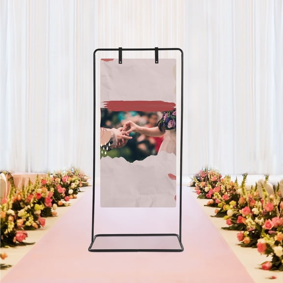 80*50*175cm Floor Standing Assembly Black Wedding Welcome Sign Stand Rectangular Display Stand with Widened Base