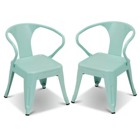 Spaco Set of 2 Steel Armchair Stackable Kids Chairs-Green, Kids Couch for Kids