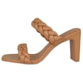 thumbnail image 2 of Soda Shoes Women Block High Heel Sandals Braided Band Square Toe FOUND-S Light Brown Tan Camel 5.5, 2 of 3
