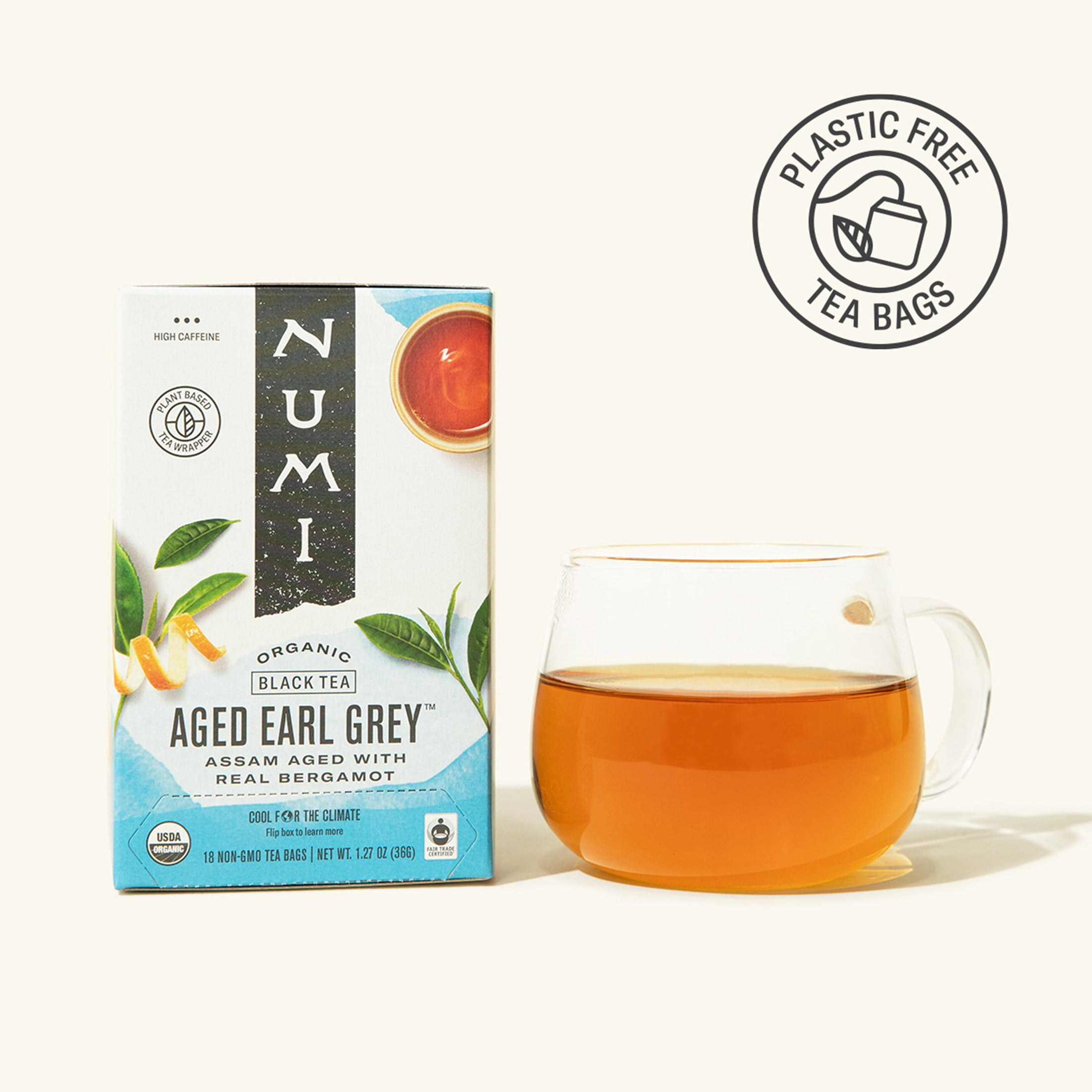 (3 pack) Numi Organic Earl Grey Black Tea, 18 Count Microplastic Free Tea Bags