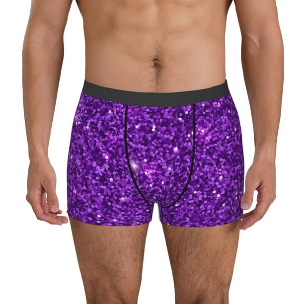 Balery Purple Glitter Calzoncillos bóxer para hombre, ropa interior de algodón suave y transpirable con cinturilla de nailon-Medium