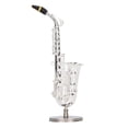 thumbnail image 3 of Sax Model, Metal Gift Silver Plated Alto Saxophone Ornament  With Box Base For Music Lovers For Desktop, 3 of 8