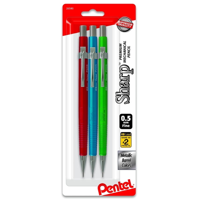 Lápiz de dibujo mecánico Pentel P205MBP3M1, 0,5 mm, paquete de 3