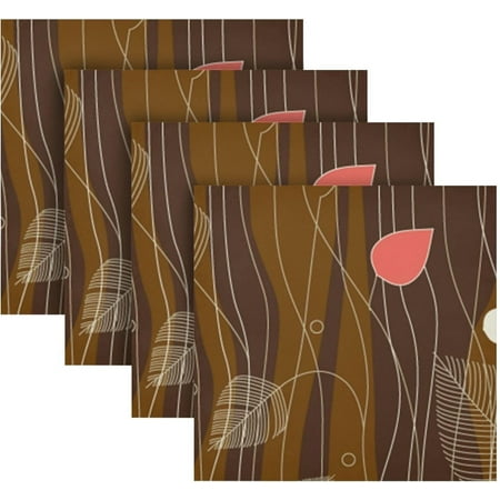 

BESTKITTY Leaves Trees Brown Cloth Napkins Set of 4 Washable Polyester Dinner Napkins 20 x 20 in Soft Reusable Table Linen Napkins for Home Xmas Holiday Party Wedding