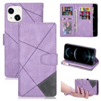 ELEHOLD for iPhone 15 Multi-Functional Leather Wallet Case,Large Capacity 9 Card Slots Zipper Pocket Kickstand Magnetic Clasp Lanyard Shockproof Flip Case for iPhone 15 6.1",Purple