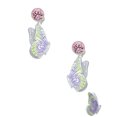 thumbnail image 2 of Delight Jewelry Silvertone Large Translucent Purple & Lime Green Flying Butterfly Pink Crystal Clip on Earrings, 2 of 5