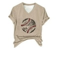 thumbnail image 4 of Clearance! Hassda V Neck T Shirts for Women Women's Baseball Festival Solid Color Baseball Printed V Neck Short Sleeved Top Womens Graphic T Shirts T Shirts for Women Loose Fit Khaki S-2XL, 4 of 6