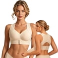 thumbnail image 3 of CAIXIA Posture Support Bras For Older Women Front Closure Crossback Wireless Bra Seamless Full Coverage Push Up Bralettes, 3 of 9