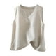 thumbnail image 1 of Vestidos Casuales Para Mujer, Blusas De Mujer De Moda Jersey de cuello en V con abertura y dobladillo de lino sintético de color liso para mujer, camiseta de tirantes de moda, 1 of 9