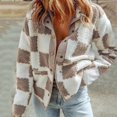 thumbnail image 2 of kamemir Jackets For Women Causal Sherpa Fall Jacket Loose Button Down Plaid Winter Coats(Brown,XL), 2 of 6