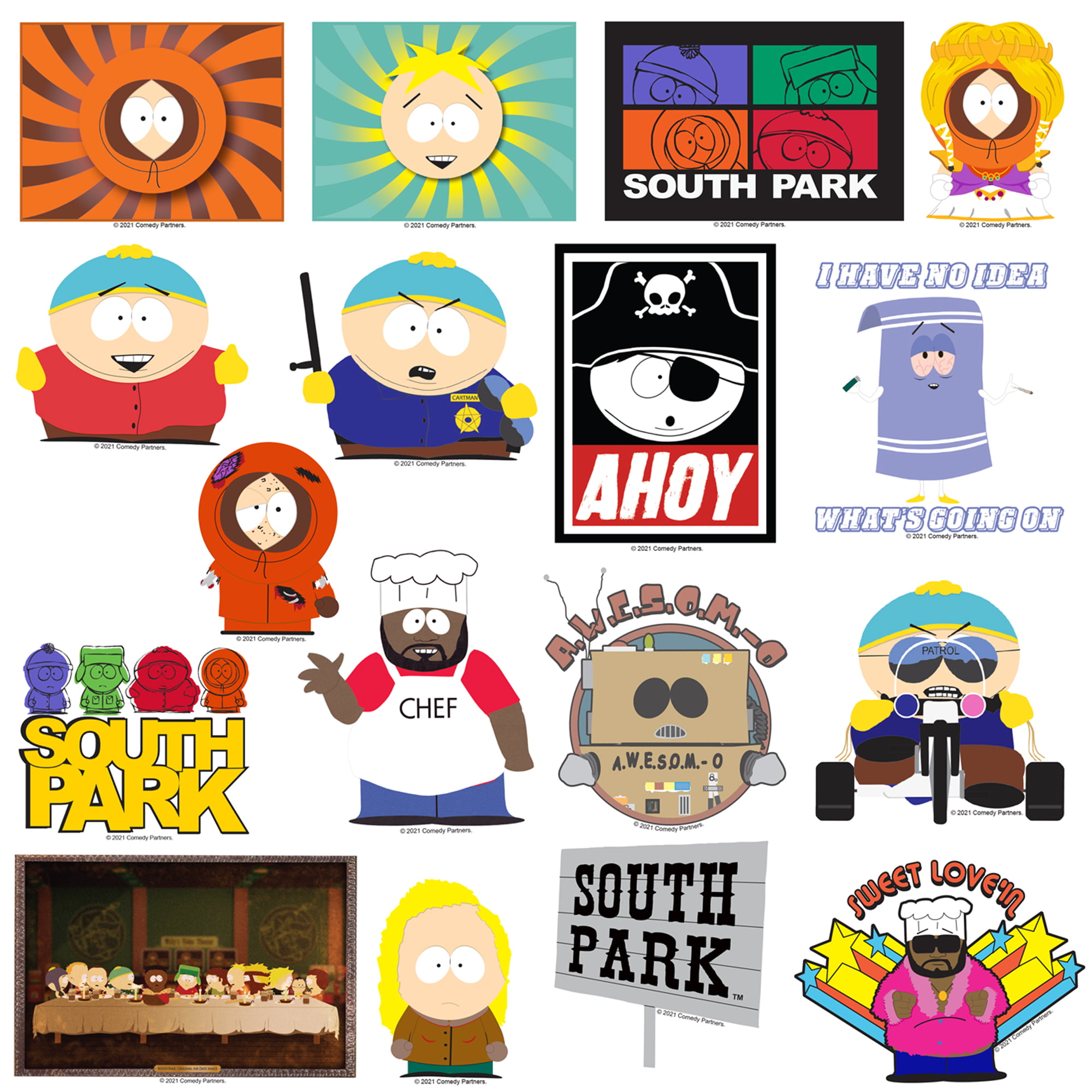 South Park Characters Decal Stickers Assorted Lot of 21 Pieces