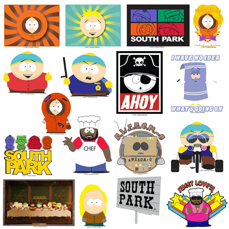 South Park Sticker Pack Die Cut Vinyl Large Delux Stickers Variety Pack -  Laptop, Water Bottle, Scrapbooking, Tablet, Skateboard, Indoor/Outdoor -  Set