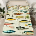 thumbnail image 2 of jejeloiu Pike Fish Twin Sheet Sets,Fishing Hook Twin Fitted Sheet,Animals Marine Life Flat Sheet For Teens,Microfiber Bedroom Decor,3pcs, 2 of 7