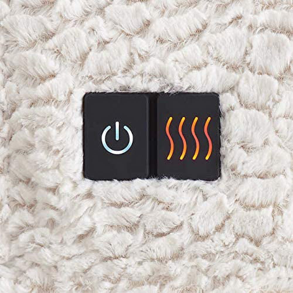 Brookstone Luxurious Electric Heated Throw 4-Heat Settings Easy One Touch  Built-in Remote (Ivory) - Walmart.com