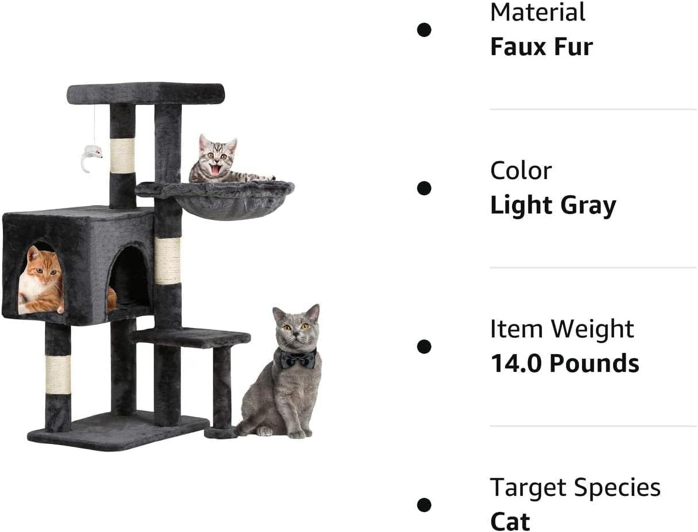 BestPet Cat Tree 37" Tall Cat Tower Kitten with Scratching Posts and Perches Indoor Activity Center for Cats (Light Gray)
