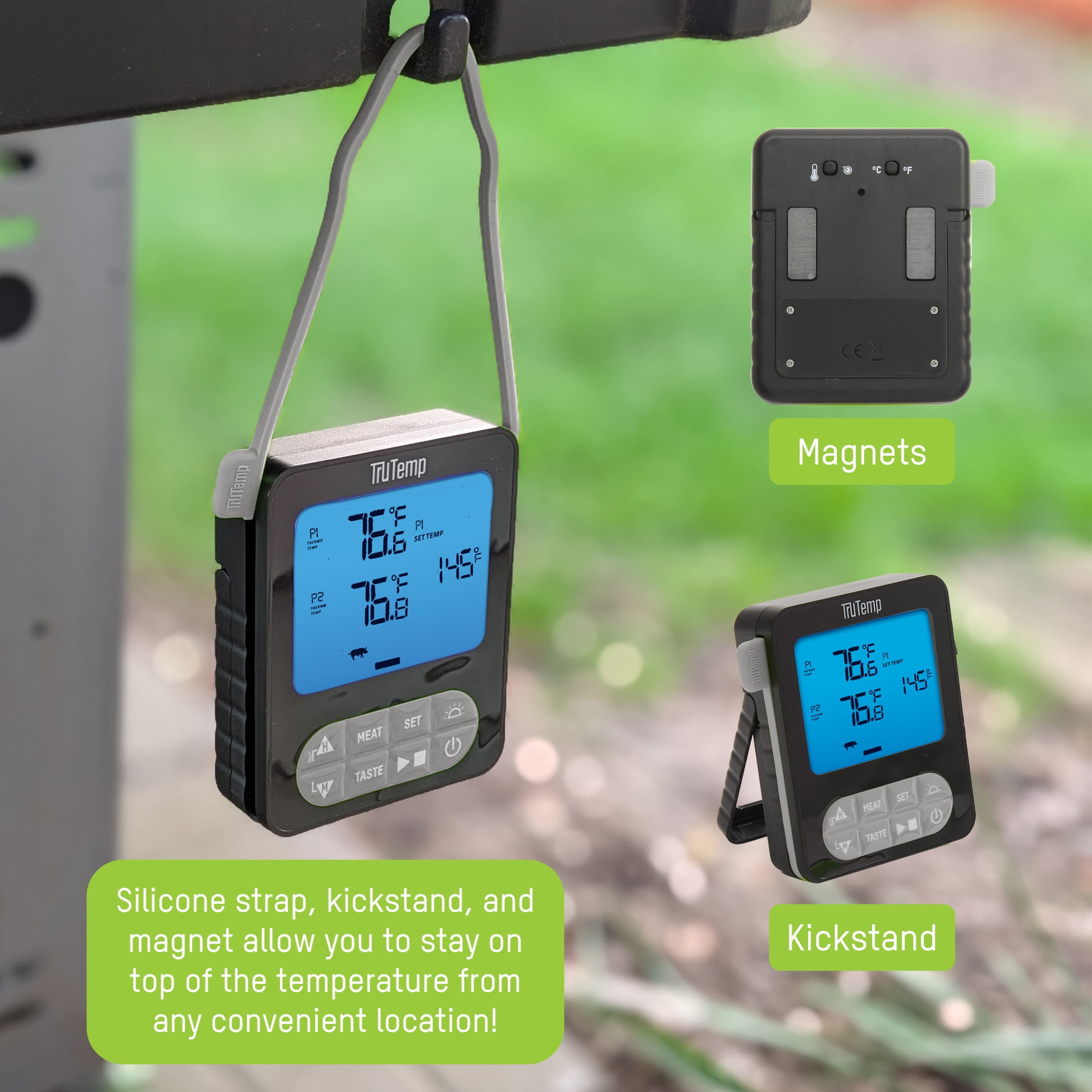 TruTemp Digital Dual Probe Programmable Meat Thermometer for Grilling, Smoking, & Cooking, Gray