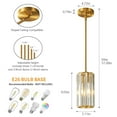 thumbnail image 5 of ZHLWIN Gold Pendant Lighting Modern Pendant Light Mini Crystal Chandeliers Adjustable Pendant Light Fixture for Kitchen Island Dinning Room Corridor Bedroom, 2-Pack, 5 of 6