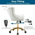 thumbnail image 5 of CQAOE White Velvet Armless Home Office Desk Chair with Gold Base/Wheels, Small Cute Vanity/Makeup Chair with Back for Bedroom, Upholstered Adjustable Rolling Swivel Nail Chair for Women/Girls, 5 of 10