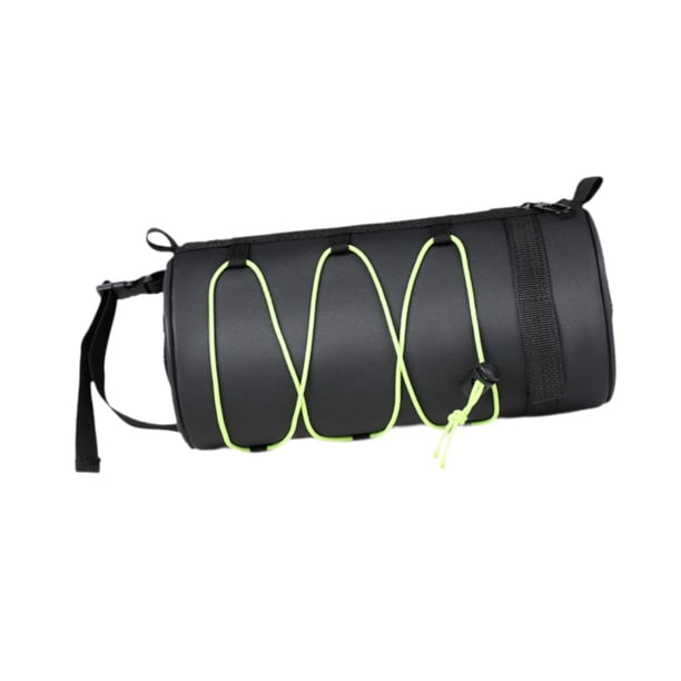 Bolsa enrollable para manillar de bicicleta, frontal, fácil de instalar, resistente al agua, para cuadro de ciclismo. Verde