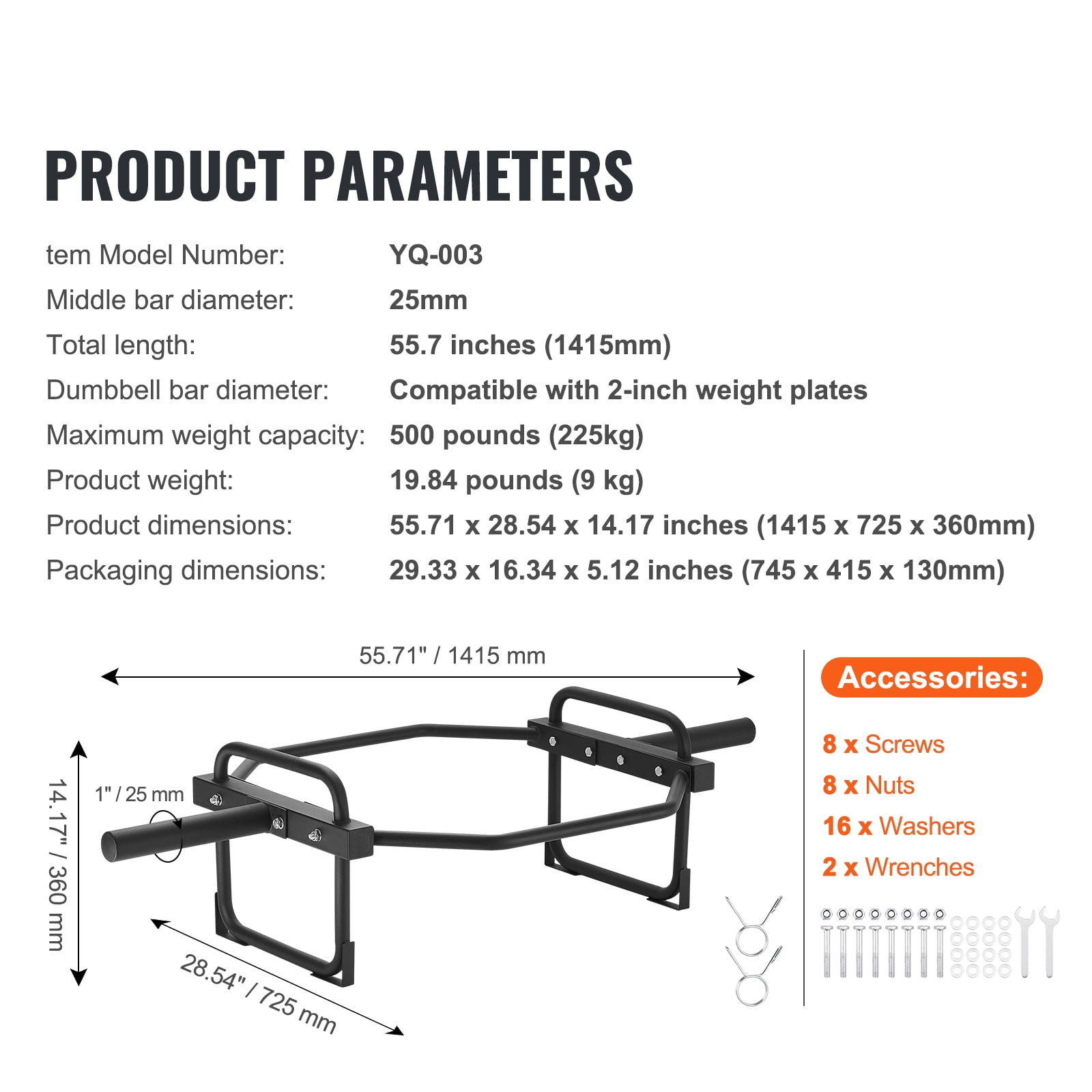 KFFKFF Hex Trap Bar Shrug Deadlift Squat Shrug Bar Weight Lifting Barbell
