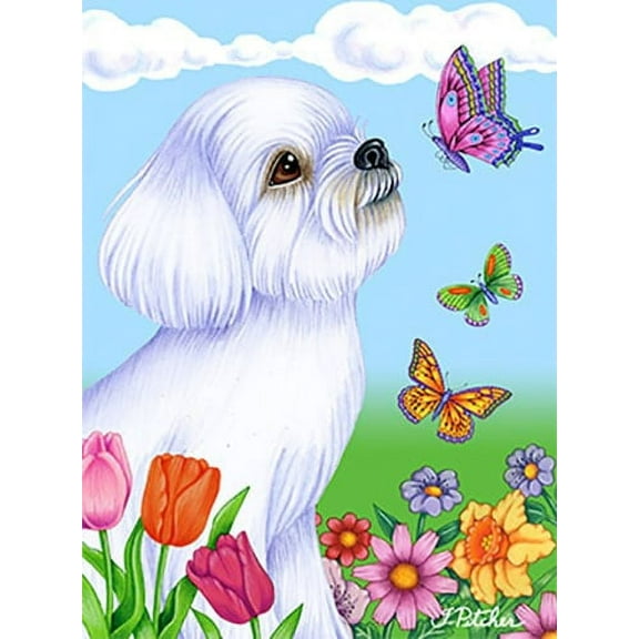 Maltese - Best of Breed Butterfly Garden Flag