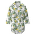thumbnail image 4 of Xoenoiee Lemon Palm Leaves Print Swimsuit Coverup for Women Button Down Bathing Suit Side Split Beach Shirt Dress Long Sleeve Blouse Top with Chest Pocket, Size M, 4 of 7