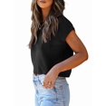 thumbnail image 2 of Women'S Summer Cropped Sweater Vest Trendy Cap Sleeve Crop Tops Crew Neck Loose Knit Tank Top Black XL, 2 of 7