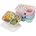 thumbnail image 1 of 4 Pack Bento Lunch Box,3-compartment Meal Prep Containers,lunch Box For Kids,reusable Food Storage, 1 of 4
