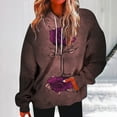 thumbnail image 2 of VEKDONE Womens Hoodie Sweatshirts 2025 Clearance Sale Flower Graphic Loose Fit Blouse with Pockets Fall Long Sleeve Drawstring Hooded Pullover Top Brown S, 2 of 5
