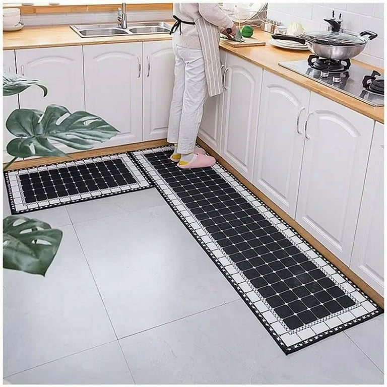 Modern Kitchen Floor Mat, Washable Floor Rug, Vinyl Mat for