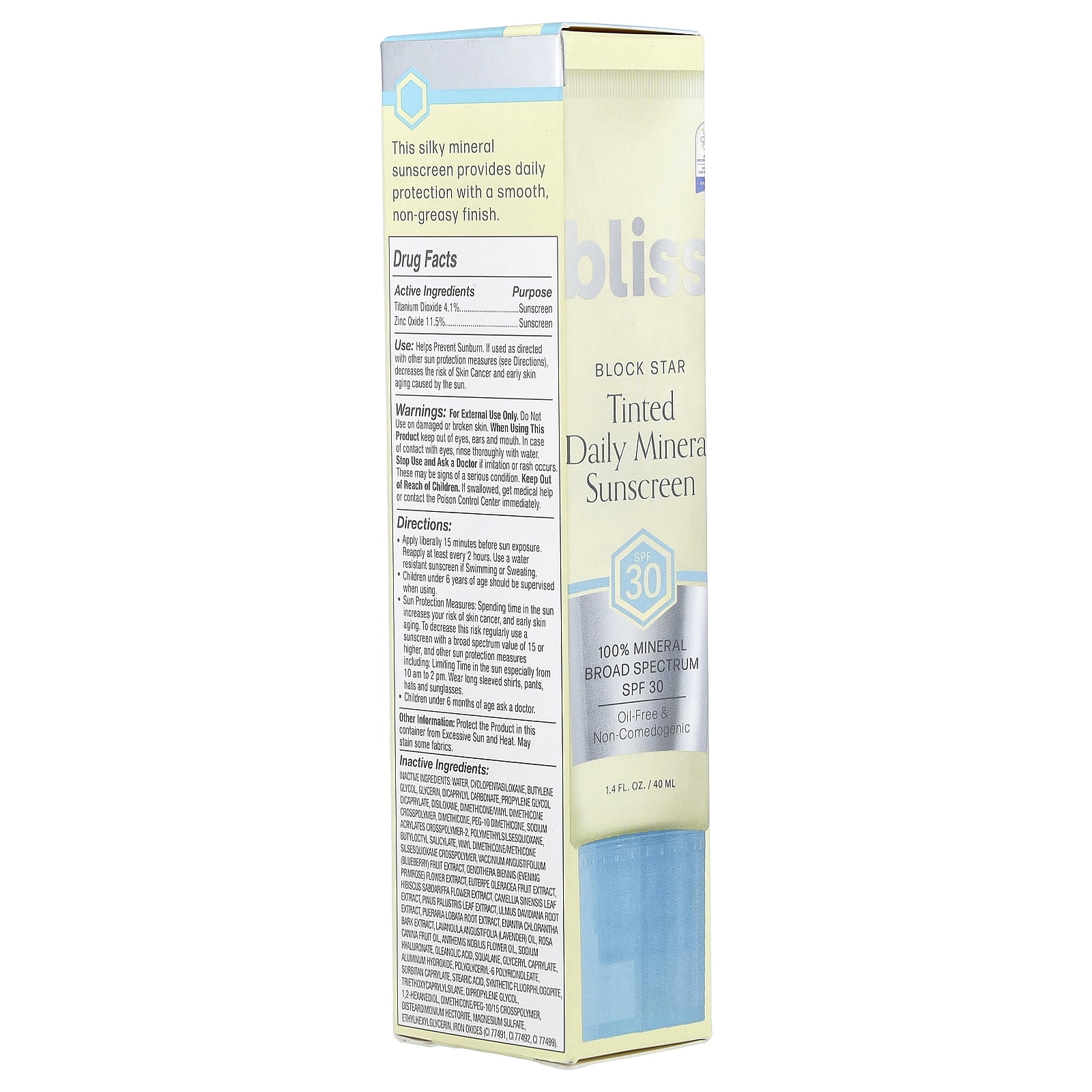 Bliss Block Star, Tinted Daily Mineral Sunscreen, SPF 30, 1.4 fl oz (40 ml)