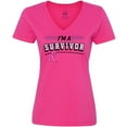 thumbnail image 3 of Inktastic I'm a Survivor Breast Cancer Awareness with Ribbon Women's V-Neck T-Shirt, 3 of 5