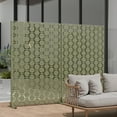 thumbnail image 4 of MAYEERTY 72×47" Outdoor Gray Olive Metal Privacy Panel Screen for Backyard & Garden, Geometric Square Pattern, 4 of 10